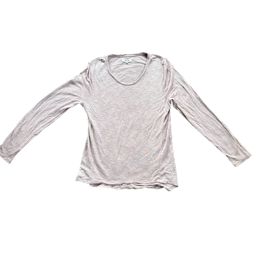 Madewell Womens Long Sleeve Slub Knit Scoop Neck‎ Tee Mauve Pink Size M E8558
